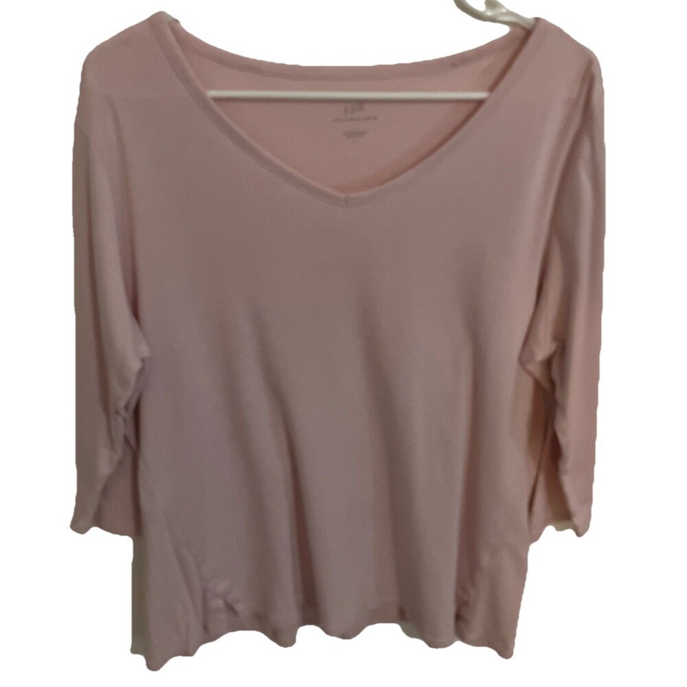 J Jill Top Blouse L Pink Pima Cotton Barbiecore Minimalist
